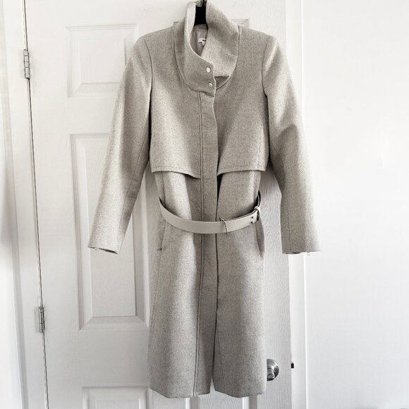 Helmut Lang grey belted coat, size Small - Picture 2 of 8